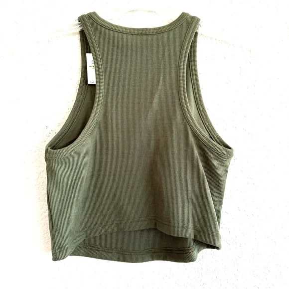 Aerie Offline  Green Ribbed Soft Crop High Neck Tank Top - Picture 2 of 5